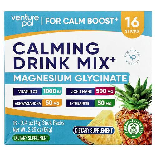 Venture Pal Calming Drink Mix Magnesium Glycinate Pineapple 16 Stick Packs 0 14 Oz 4 G Each