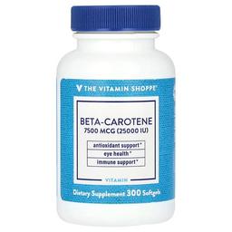 The Vitamin Shoppe Beta Carotene 7 500 Mcg 25 000 Iu 300 Softgels