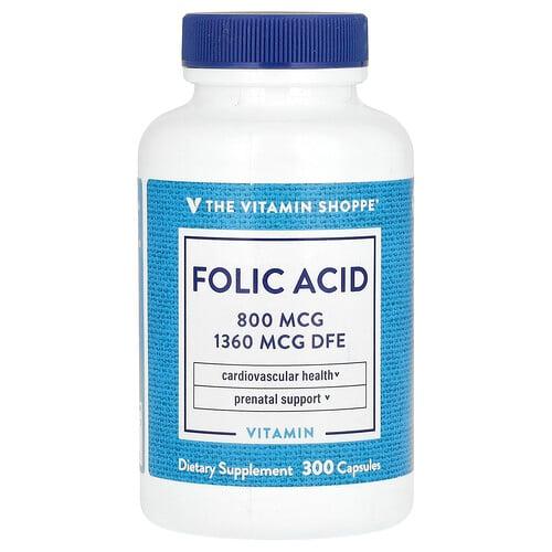 The Vitamin Shoppe Folic Acid 800 Mcg 300 Capsules