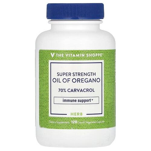 The Vitamin Shoppe Super Strength Oil Of Oregano 120 Liquid Vegetable Capsules 45 Mg Per Capsule