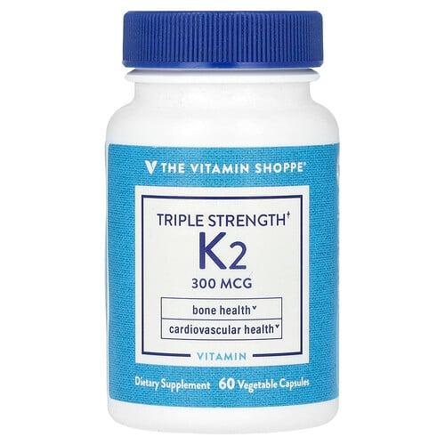 The Vitamin Shoppe Triple Strength Vitamin K2 300 Mcg 60 Vegetable Capsules