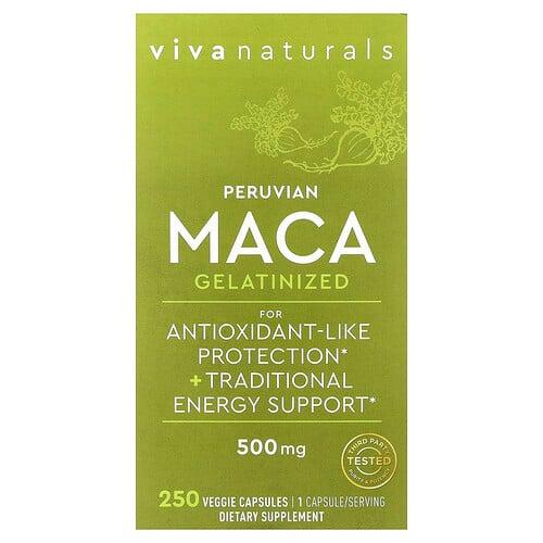 Viva Naturals Peruvian Maca Gelatinized 500 Mg 250 Veggie Capsules