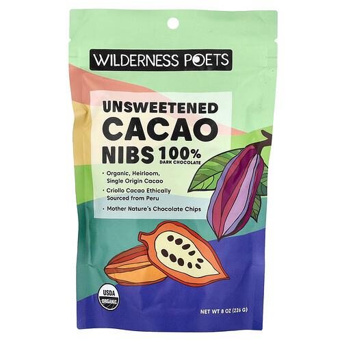 Wilderness Poets Unsweetened Cacao Nibs Dark Chocolate 8 Oz 226 G