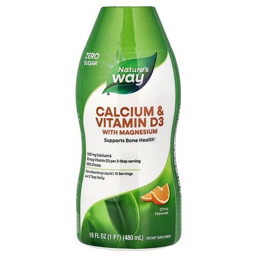Nature S Way Calcium Vitamin D3 With Magnesium Citrus 16 Fl Oz 480 Ml