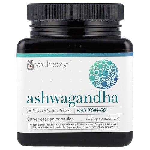 Youtheory Ashwagandha 60 Vegetarian Capsules