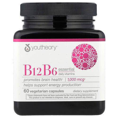 Youtheory B12 B6 Essential Daily Vitamins 60 Vegetarian Capsules product image