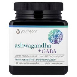 Youtheory Ashwagandha Gaba 60 Vegetarian Capsules