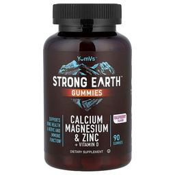 Yumvs Strong Earth Gummies Calcium Magnesium Zinc Vitamin D Raspberry 90 Gummies