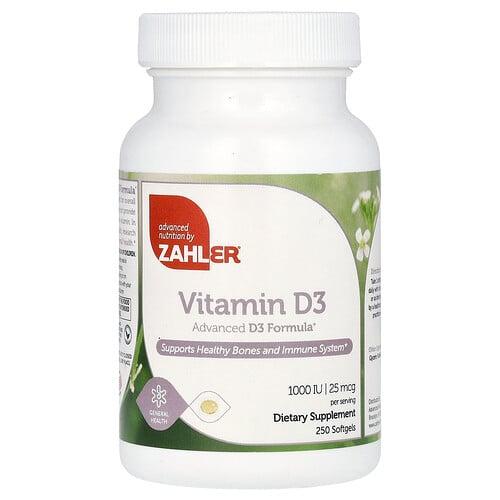 Zahler Vitamin D3 25 Mcg 1 000 Iu 250 Softgels