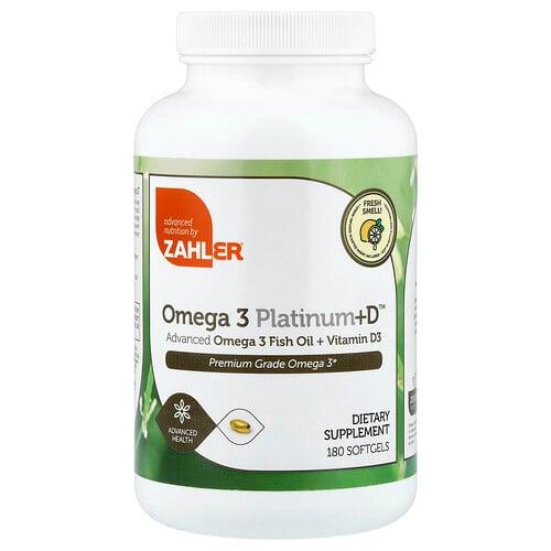 Zahler Omega 3 Platinum D Advanced Omega 3 Fish Oil Vitamin D3 180 Softgels product image