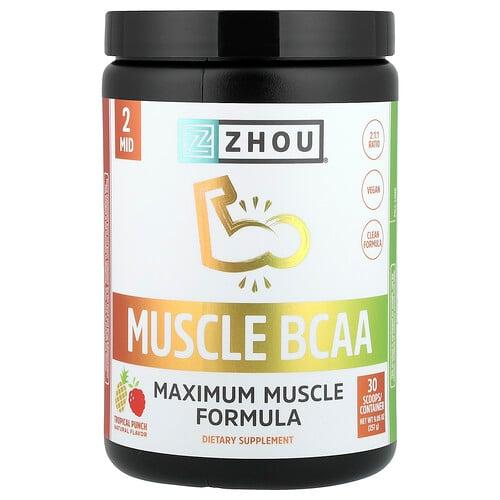 Zhou Nutrition Muscle Bcaa Tropical Punch 9 06 Oz 257 G