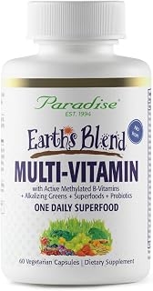 Paradise Herbs Earth's Blend Once Daily Multivitamin for Men, No Iron, 48 Organic Superfoods, Probiotics, and Vitamins A, B12, C, D, K2, 60 Count product image