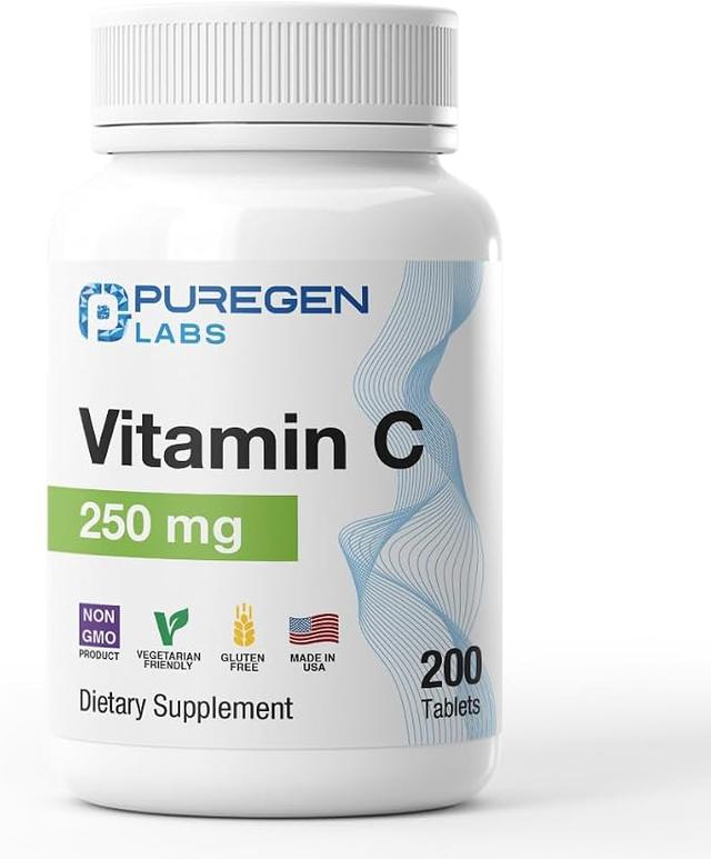 Puregen Labs, Vitamin C 250MG, Supports Healthy Immune System and Antioxidant Protection | Non-GMO | Gluten Free | Made in USA - 200 Tablets product image