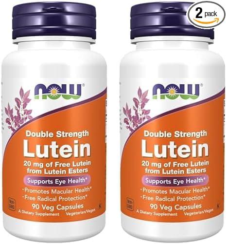 NOW Foods Supplement, Lutein 20mg, Free Lutein from Lutein Esters 20mg, Vegetable Capsules 90 Counts (2 Pack) product image
