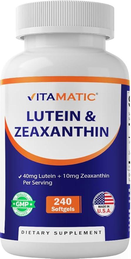 Vitamatic Lutein 40mg, Zeaxanthin 10mg, Eye Health Support Supplement, 240 Softgels product image