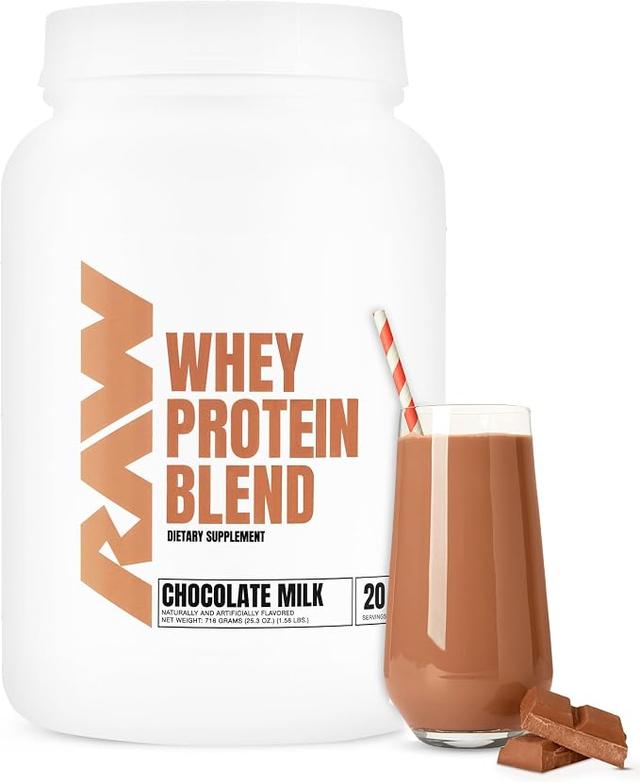 RAW Whey Protein Powder Blend, Chocolate Milk (20 Servings) - Grass-Fed Microfiltration Protein Isolate for Muscle Growth and Recovery - Pre and Post-Workout Sports Nutrition Supplement for Men and Women product image