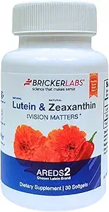 Natural Lutein + Zeaxanthin Eye Supplement - Support Eye, Brain & Skin Health with Macular Carotenoids, Superior Bioavailability, AREDS2 Choice Lutein Source - 60 Softgels