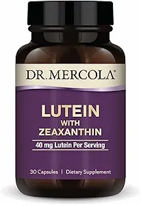 Dr. Mercola Lutein with Zeaxanthin, 30 Servings (30 Capsules), 40mg Lutein per Serving, Dietary Supplement, Supports Vision Health and Cognitive Function, Non-GMO product image