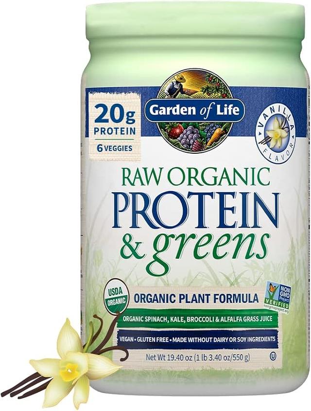 Garden of Life Raw Organic Protein & Green - Vanilla - Vegan Protein Powder for Women and Men, Plant-Based Protein, Pea Protein, Vegetables and Probiotics - Dairy Free, Gluten Free Low Carb Shake, 20 Servings product image