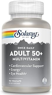 Solaray Once Daily Adult 50+ Complete Multivitamin for Women & Men, Essential Vitamins & Chelated Minerals for Healthy Energy, Heart, Brain & Immune Support, With CoQ10 & Lutein, Iron Free, 90 VegCaps product image