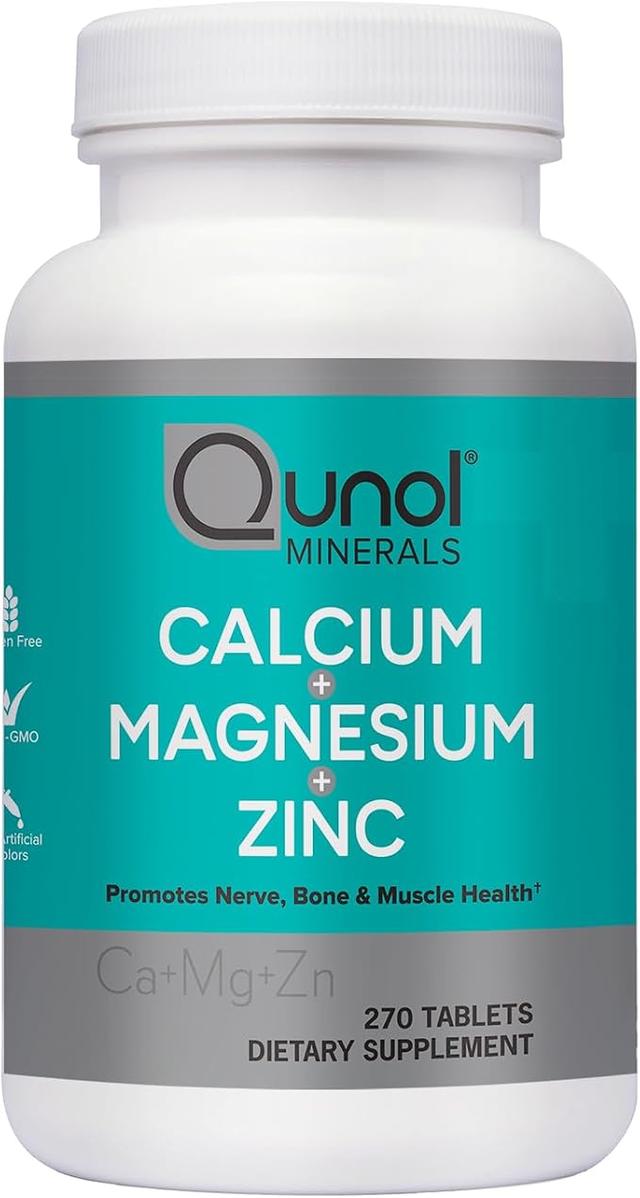Qunol Calcium 3 in 1 Tablets (Calcium, Magnesium, Zinc, Immune Support, Bone, Nerve, Muscle Health Supplement, 270 Count) product image