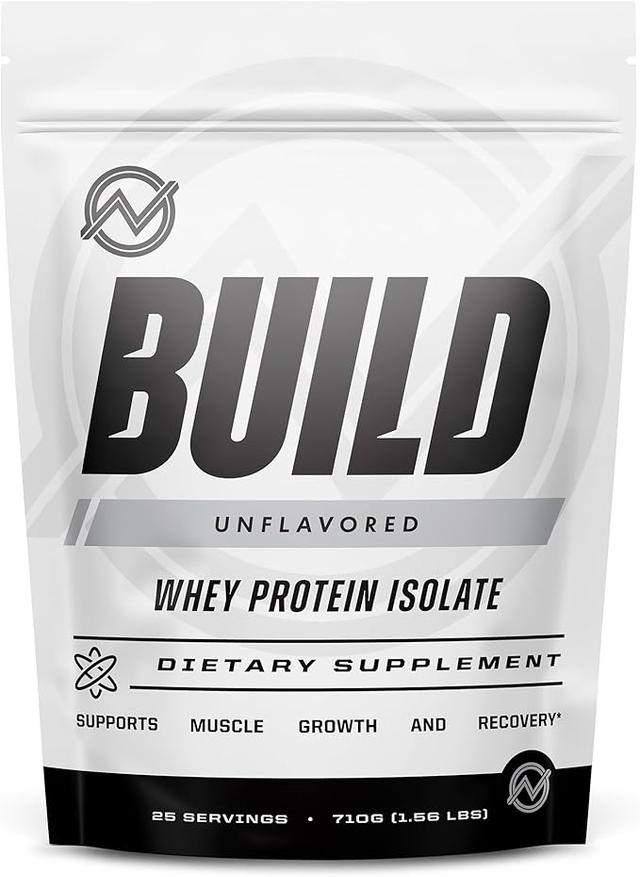 Outwork Nutrition Build Whey Protein Isolate Powder – Low Sugar, Gluten Free Protein Powder for Muscle Growth and Exercise Recovery, Scientifically Supported, Unflavored, 0.7kg (1.5 lbs) product image