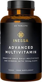 Inessa Methylated Multivitamin for Men and Women - Advanced Natural Daily Mens Multivitamins with CoQ10 100mg, Vitamins D3, K2, A, B Complex Vitamins, Folic Acid & Zinc - 60 Vegan Tablets product image