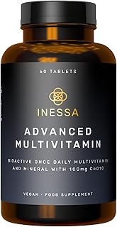 Inessa Methylated Multivitamin for Men and Women - Advanced Natural Daily Mens Multivitamins with CoQ10 100mg, Vitamins D3, K2, A, B Complex Vitamins, Folic Acid & Zinc - 60 Vegan Tablets product image