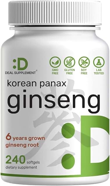 Korean Red Ginseng Softgel 1500mg, 120 Count, Ginsenoside 15% Standardized, Immune, Energy and Mental Health Support – Premium Ginseng Supplement product image