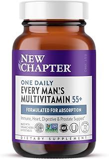 New Chapter Men's Multivitamin 50 Plus for Brain, Heart, Digestive, Prostate & Immune Support with 20+ Nutrients + Astaxanthin - Every Man's One Daily 55+, Gentle on The Stomach - 72 ct product image