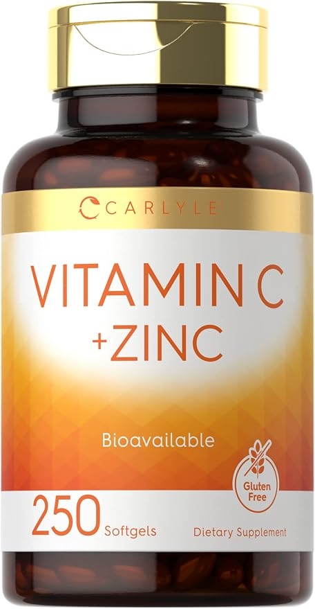 Zinc-Containing Carlyle Vitamin C | Softgels 250 Count | Bioavailability | Ascorbic Acid | Zinc Oxide | Non-GMO and Gluten-Free Supplement product image