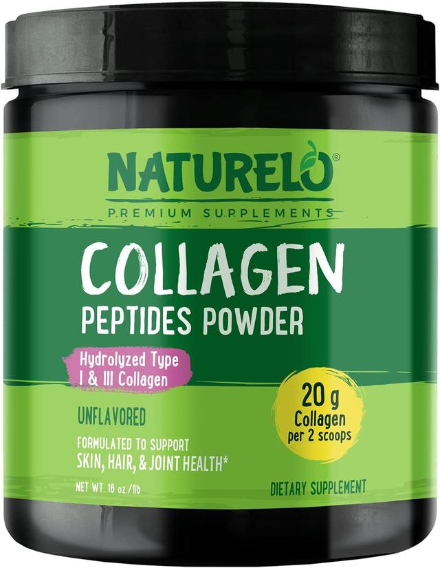 NATURELO Collagen Peptides Powder, Hydrolyzed Collagen Types I and III, Skin Hair and Joint Health - Unflavored, 473.2ml (16oz) | 45 Servings product image