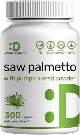 Saw Palmetto with Pumpkin Seed Supplement 5000mg, 300 Capsules | Prostate Health Support | DHT Blocker | Hair Growth Vitamin, Maintains Normal Urinary Frequency