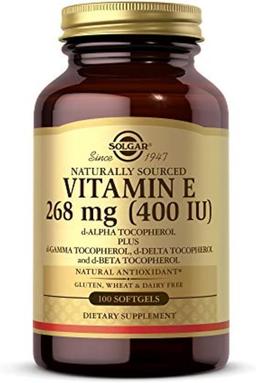 Solgar Vitamin E 268 MG (400 IU) (d-Alpha Tocopherol and Mixed Tocopherols), 100 Softgels - Immune System and Skin Nutrition Support - Natural Antioxidant - Gluten Free, Dairy Free - 100 Servings