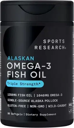 Omega-3 Wild Alaska Fish Oil (1250mg per Capsule) Triglyceride EPA & DHA | Heart, Brain & Joint Support | IFOS 5-Star Certified, Non-GMO & Gluten Free