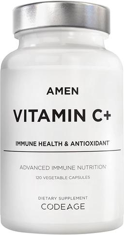 Amen Vitamin C+ Supplement, Zinc, Bioflavonoids, Quercetin, Rose Hip, Elderberry – Vegan, Non-GMO – 2-Month Supply - 120 Capsules