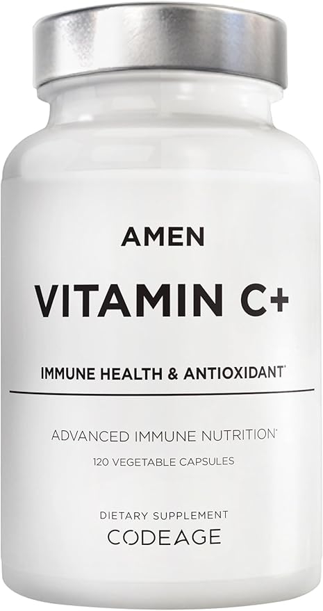 Amen Vitamin C+ Supplement, Zinc, Bioflavonoids, Quercetin, Rose Hip, Elderberry – Vegan, Non-GMO – 2-Month Supply - 120 Capsules product image