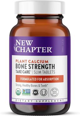 New Chapter Calcium Supplement - Organic Calcium for Bone Health (with Magnesium, Vitamin D3+K2, 70+ Trace Minerals), Gluten Free, Easy-to-Swallow Slim Tablets - 120 Tablets