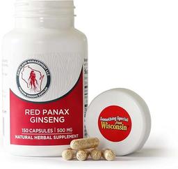 100% Authentic Korean Red Ginseng Capsules - 500mg. Potent Ground Ginseng Root Extract Powder - No Fillers, Binders, or Other Additives. (150 Count)