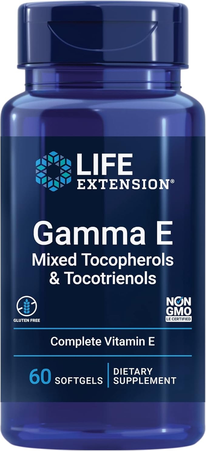 Life Extension Gamma E Mixed Tocopherols and Tocotrienols - Complete Vitamin E Spectrum, Antioxidant Protection - Non-GMO, Gluten Free - 60 Softgels product image