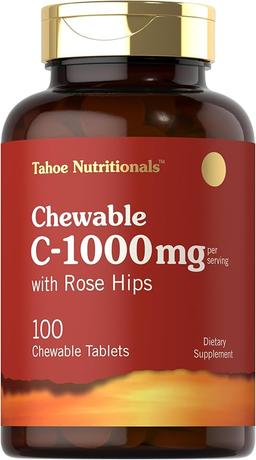 Carlyle Vitamin C Chewable | 1000 mg | 100 Tablets | with Rose Hips | Vegetarian, Non-GMO and Gluten Free Supplement | Tahoe Nutrition