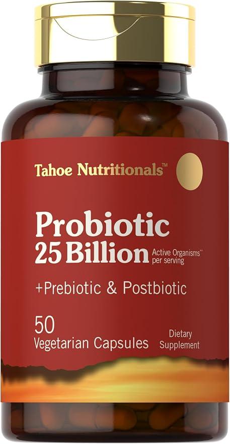 Tahoe Nutritionals Prebiotic, Probiotic & Postbiotic | 25 Billion CFU | 50 Powder Pills | Men and Women's Digestive Health | Vegetarian and Non-GMO Supplement product image
