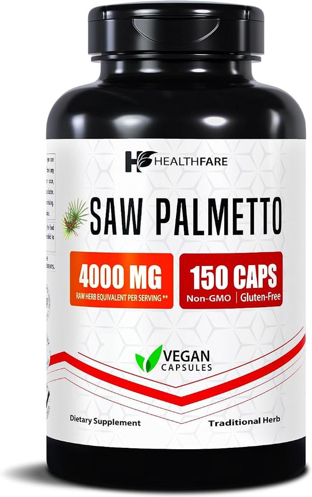 Saw Palmetto Extract Capsules 4000mg Equivalent | 150 Capsules | Hair Growth for Men and Women | Non-GMO & Gluten Free | Made in USA product image