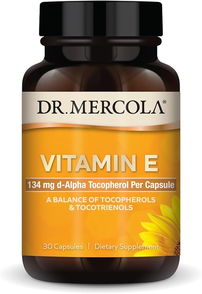 Dr. Mercola Vitamin E, 30 Servings (30 Capsules), 134mg per Capsule, Dietary Supplement, Supports Healthy Skin, Non-GMO product image