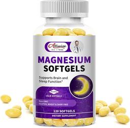 High-Absorption Magnesium Glycinate 400mg Softgel Supplement, Magnesium with Calcium – High Bioavailability – Contains Vitamin D3 and K2, Sleep, Mood, Brain Support