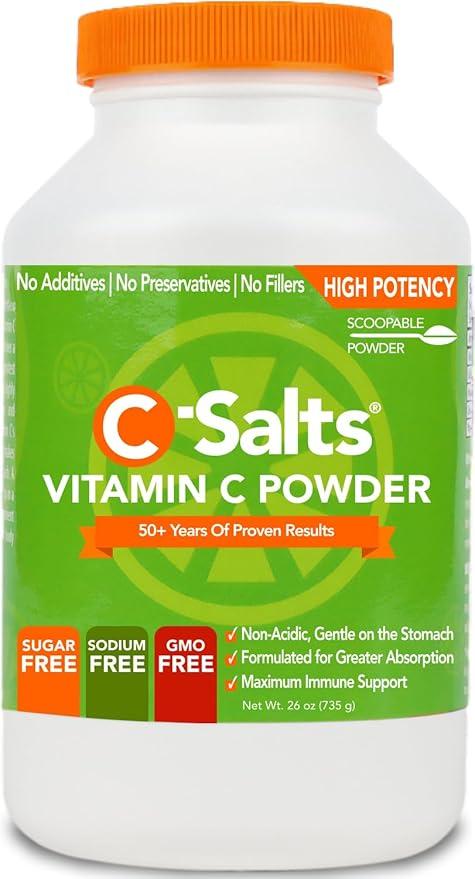 C-Salts Original Vitamin C Powder Supplement - 100% Pure High-Potency Buffered Vitamin C Powder for Immune Support - Sugar-Free Powder Drink Ascorbate, Organic, Gentle on Stomach, Original 26oz product image