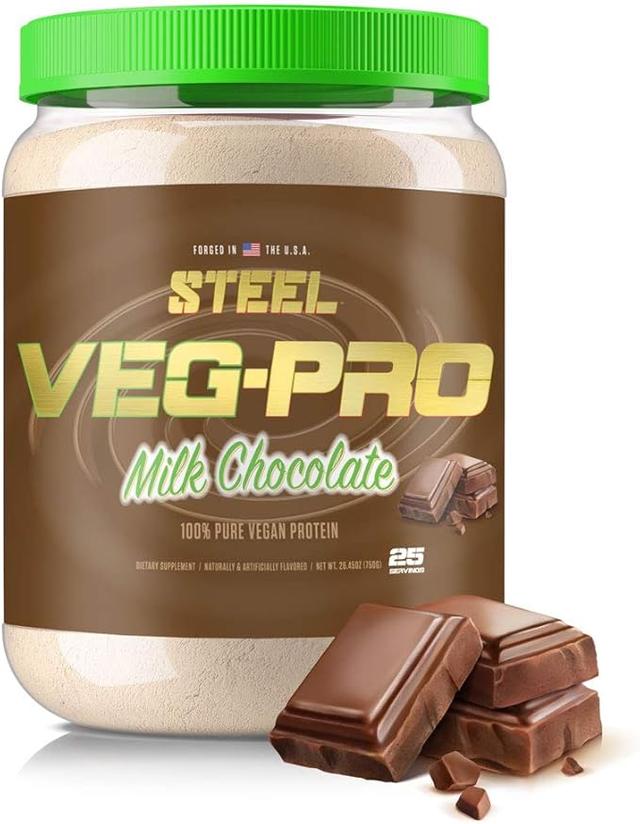 Steel Supplements Veg-PRO | Vegan Protein Powder, Milk Chocolate | 25 Servings (0.7kg/1.5 lbs) | Protein Powder with BCAA Amino Acids | Gluten Free | Dairy Free | Low Carb Formula product image
