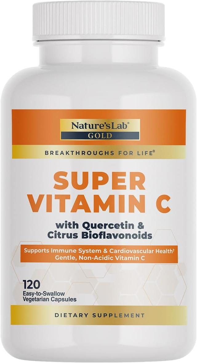 Nature's Lab Gold, Super Vitamin C 1000mg – Immune System Support – with Bioflavonoid Complex and Quercetin – Non-Acidic, Non-GMO, Gluten Free, Vegan – 120 Capsules (2-Month Supply) product image