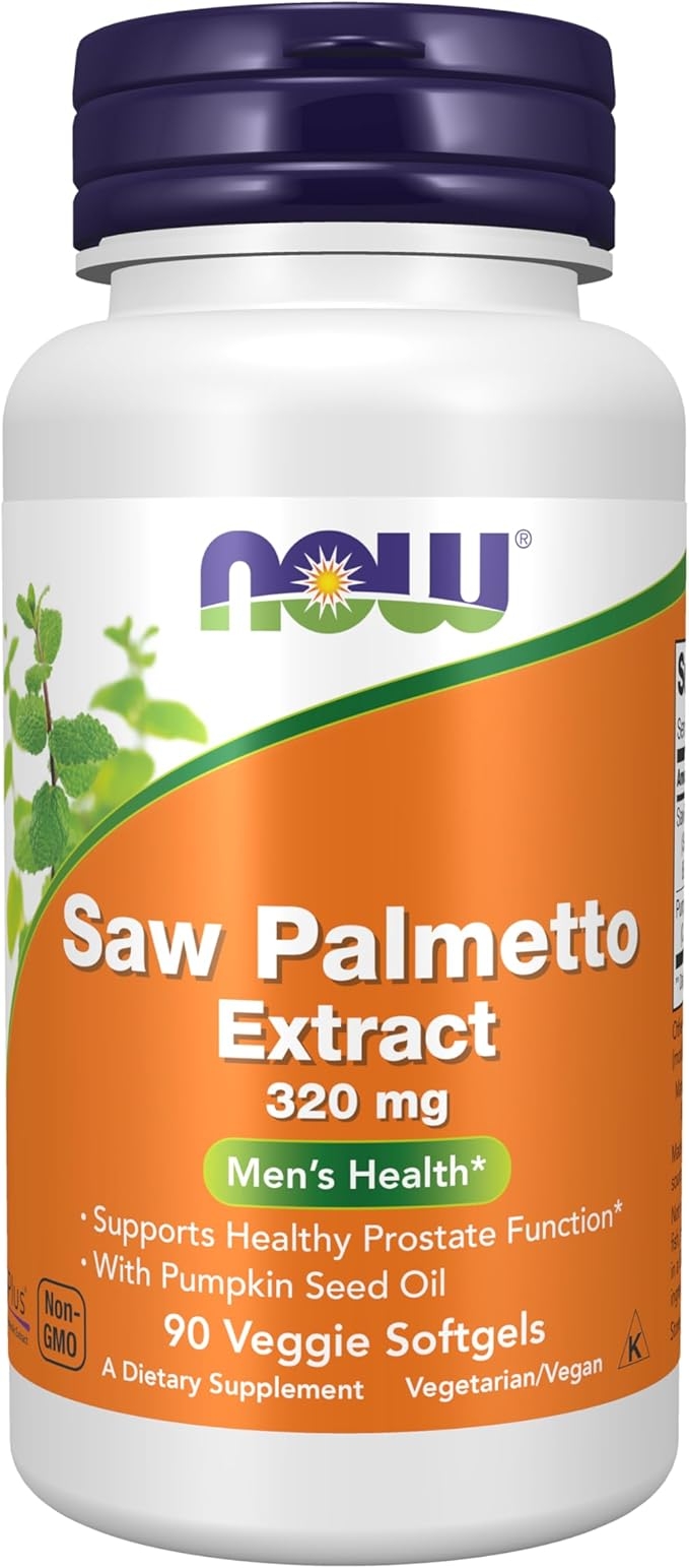 NOW Foods Supplements, Saw Palmetto Extract 320 mg, with Pumpkin Seed Oil, Men's Health*, 90 Vegetable Softgels product image