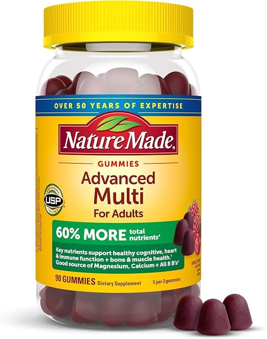 Nature Made Advanced Multivitamin Gummies for Adults, Women's and Men's Multivitamin Gummies with Magnesium Citrate, Calcium & B Vitamins, Daily Support, 90 Gummies, 30 Day Supply product image